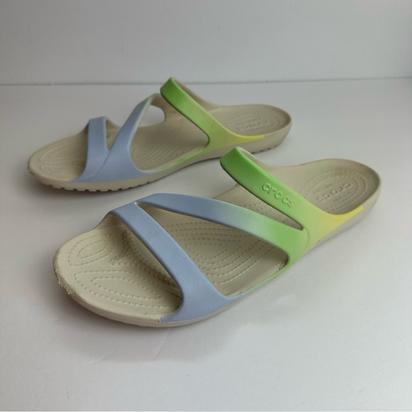 Crocs Kadee Sandals Women's size 11 Shoes Blue Green Lightweight Waterproof - Picture 5 of 11